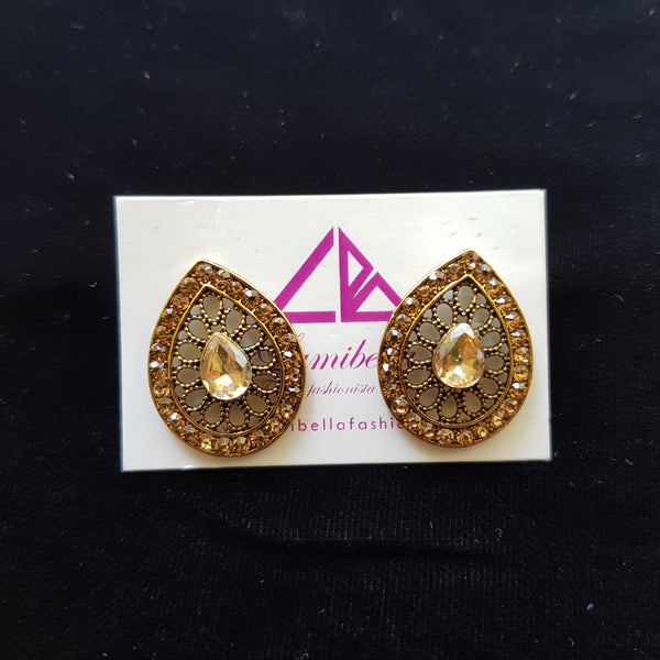 Oval Patterned Stud Earrings