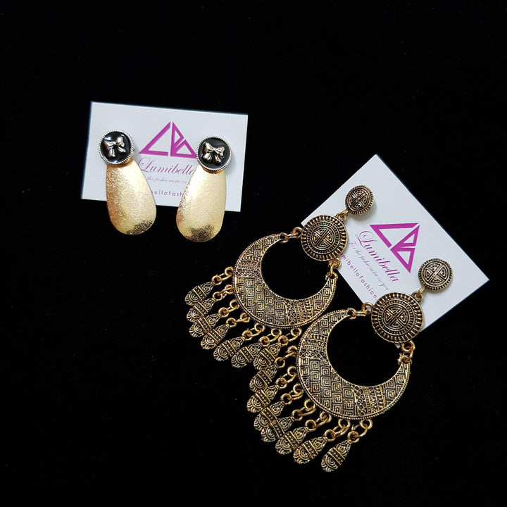 Combo 9 - Designer Stud and German silver Earrings - LumibellaFashion