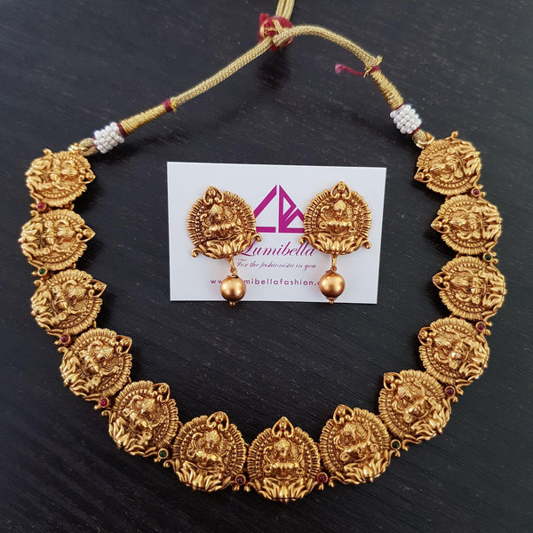 Short Temple Matte Style Traditional Neckset - LumibellaFashion