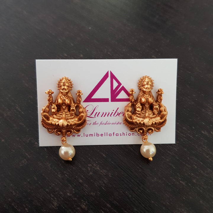 Matte Style Temple Stud with pearls - LumibellaFashion