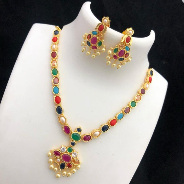 Navrathna Style Traditional Neckset - LumibellaFashion