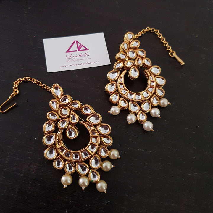 Heavy work Designer Kundan Bridal Earrings - LumibellaFashion