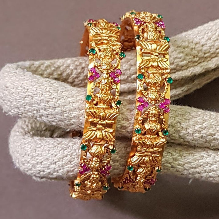 Temple Matte Style Heavy Bangles - LumibellaFashion