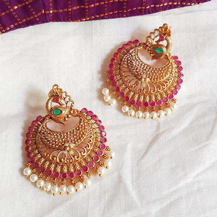 Peacock Style Chandbali Earrings - LumibellaFashion