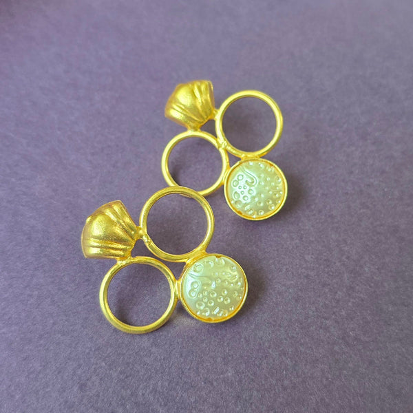 3 circle statement gold earrings