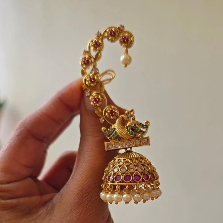 AD Peacock Ear cuff jhumki