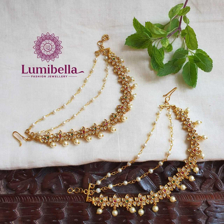 Bridal Earchains With Pearls - LumibellaFashion