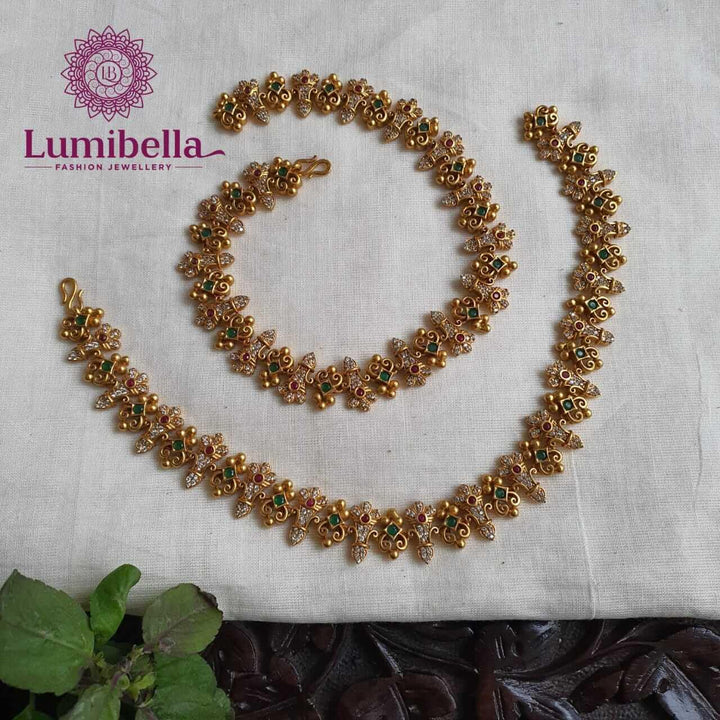 Matte Gold Plated Golusu With Pearls - LumibellaFashion