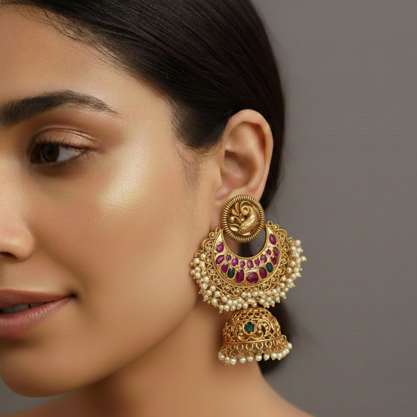 women wearing lumibella's Big Chandbali Jhumka