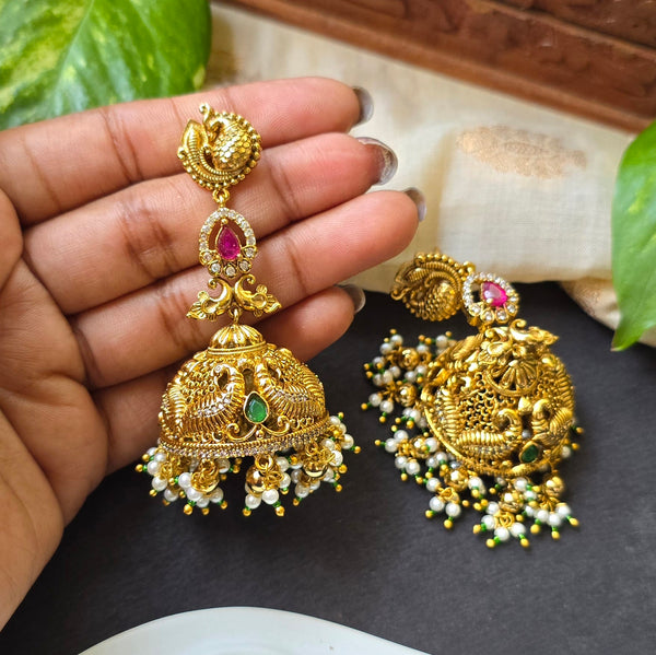 Big Jhumka With Green Beads