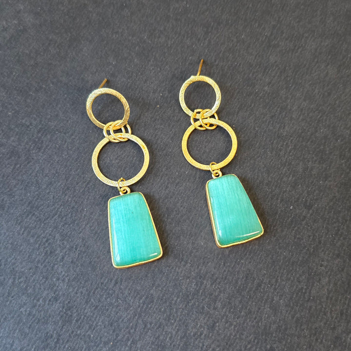 Cyan Dangler Party Earrings