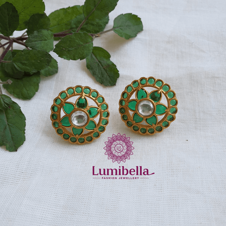 green stud earrings 