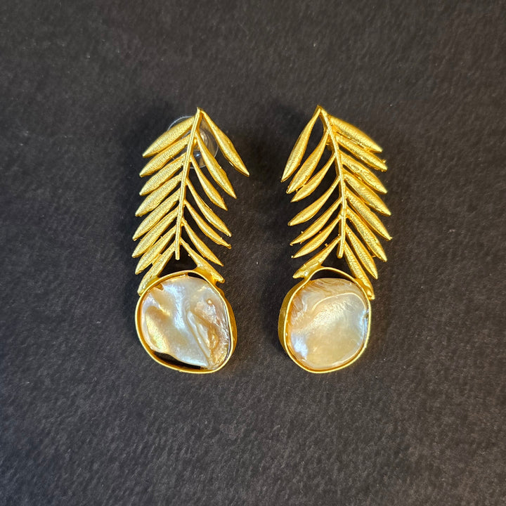 Golden leaf modern earrings