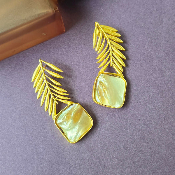 Golden leaf modern earrings