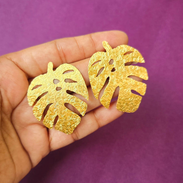 Gold plated leaf earrings