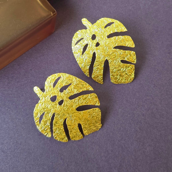 Gold plated leaf earrings