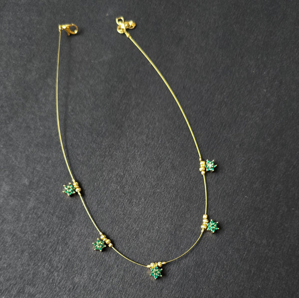 Green AD Stone Floral Invisible Chain