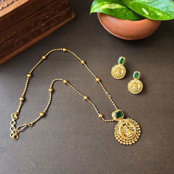 Green Antique Lakshmi Pendant Chain 