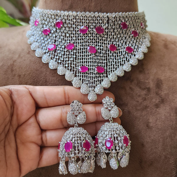 Heavy Bridal AD Choker With Ruby