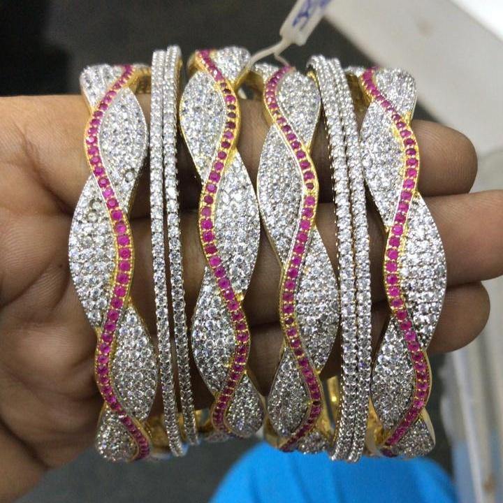 White American Diamond Bangles - LumibellaFashion