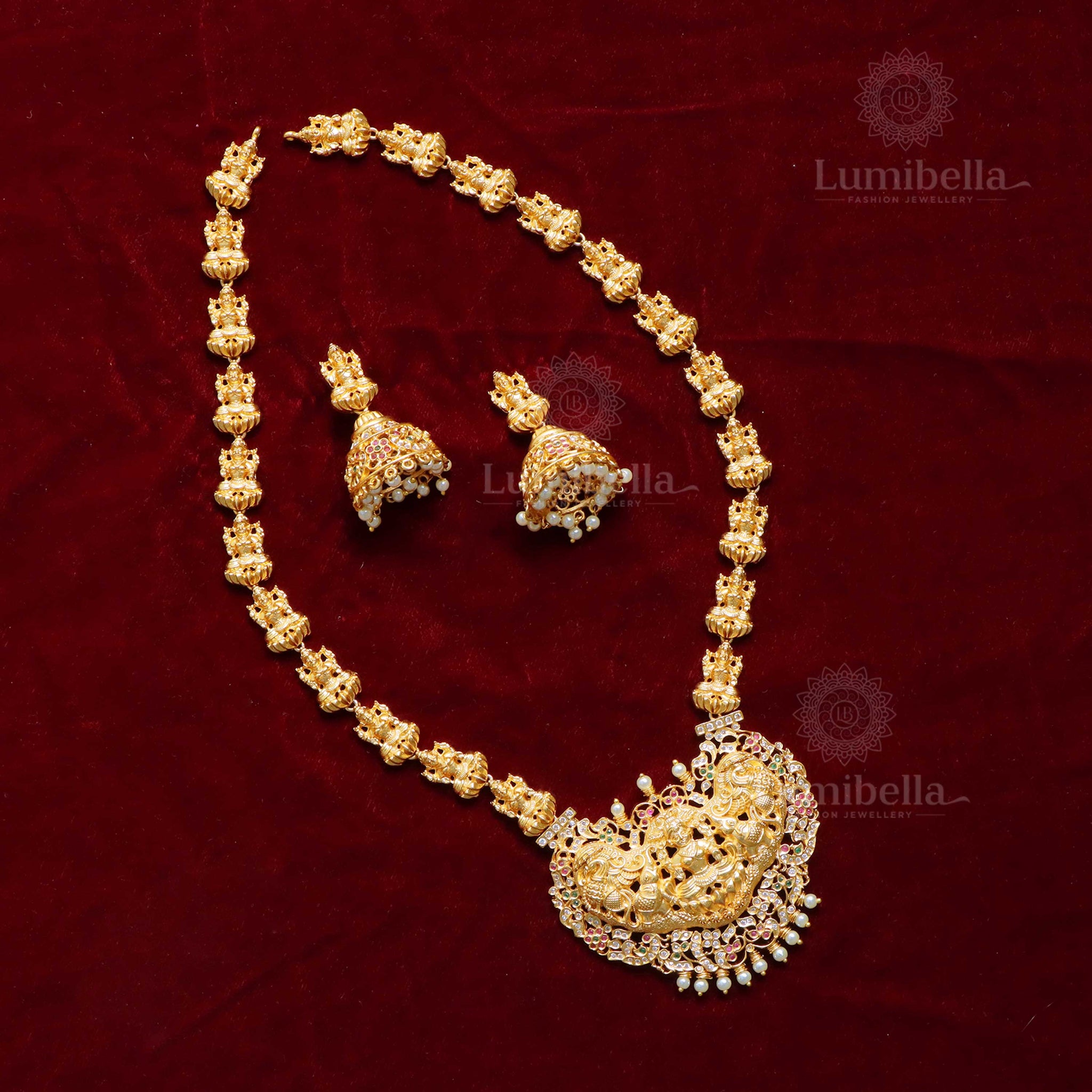 Intricate Laxmi Haram With Matte Gold Polish