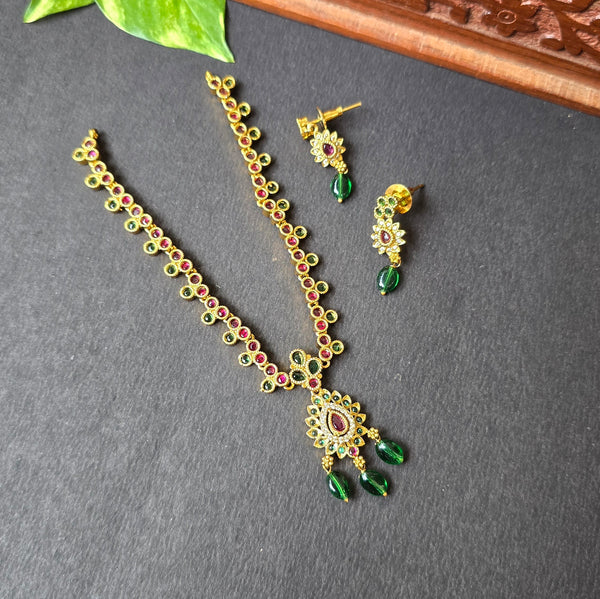 Jewellery Set With Green Pearls