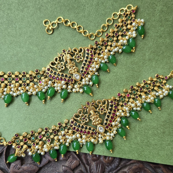 kemp Armlets With Green Beads