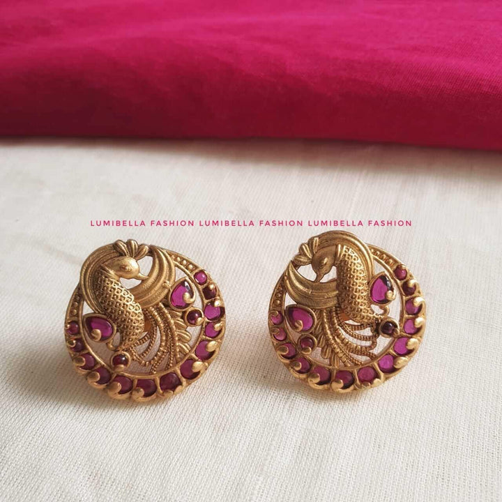 peacock stud earrings