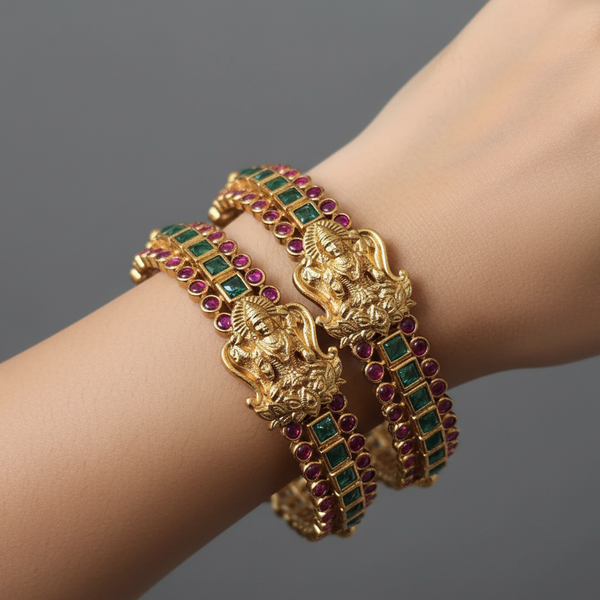 Temple style Kemp Stone Bangles from lumibella fashion. 