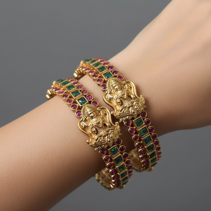 Temple style Kemp Stone Bangles from lumibella fashion. 
