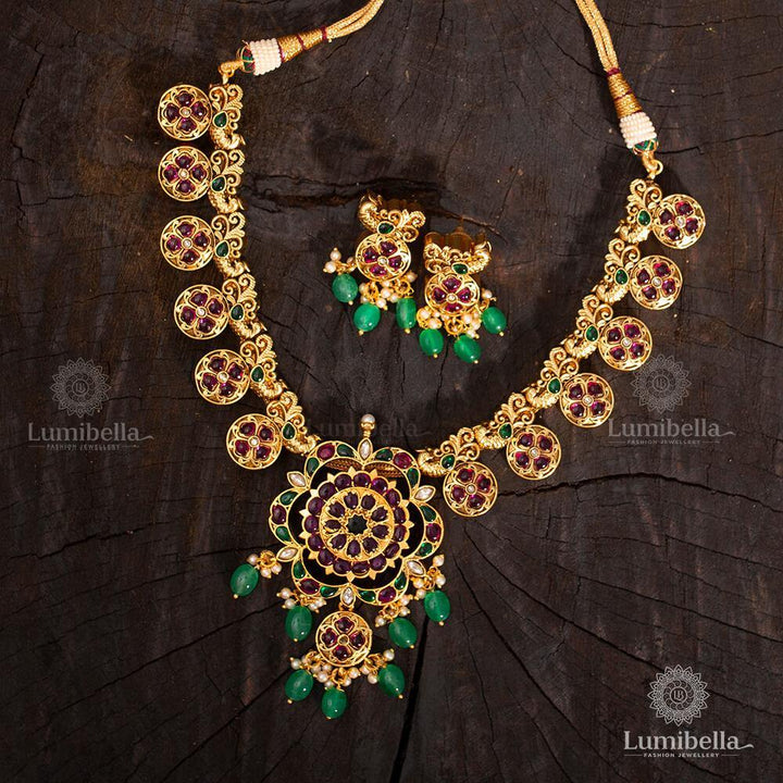 Kempu Peacock Necklace