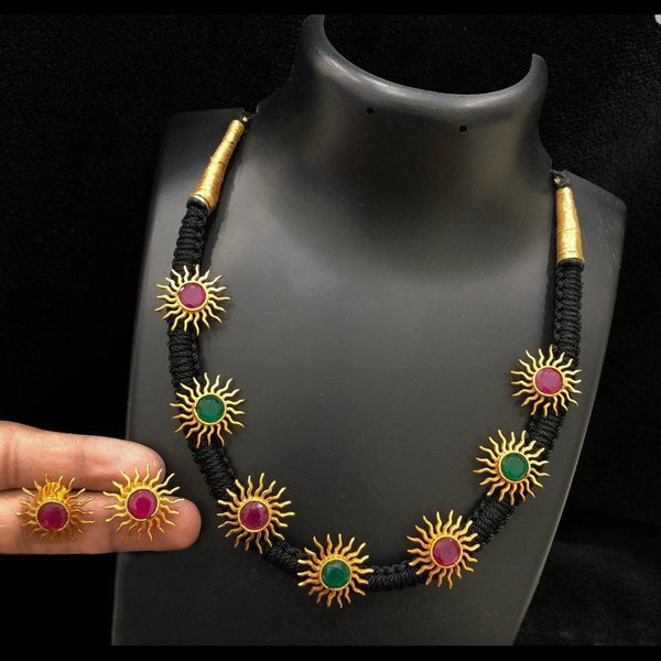 Thread Style Matte Sun Embellished Neckset - LumibellaFashion