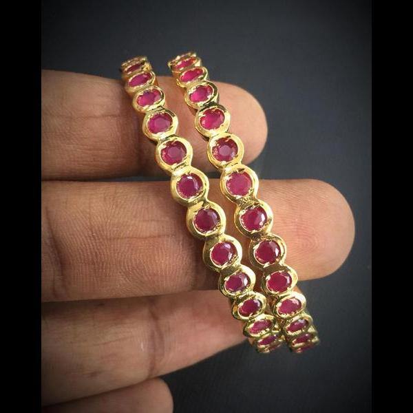 Ruby AD style fine gold polished Bangles - LumibellaFashion