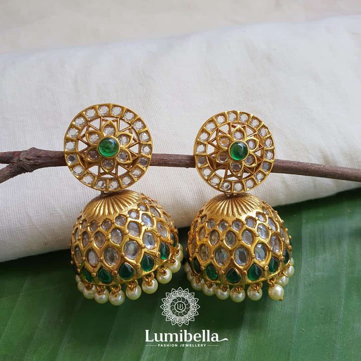 Green Kemp Round Jhumkis