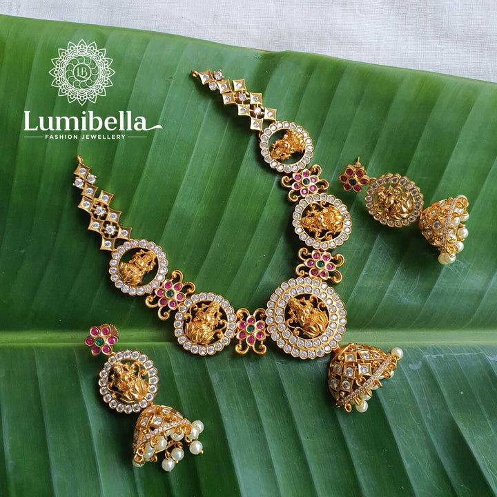 Circle Pendant Lakshmi Neckset