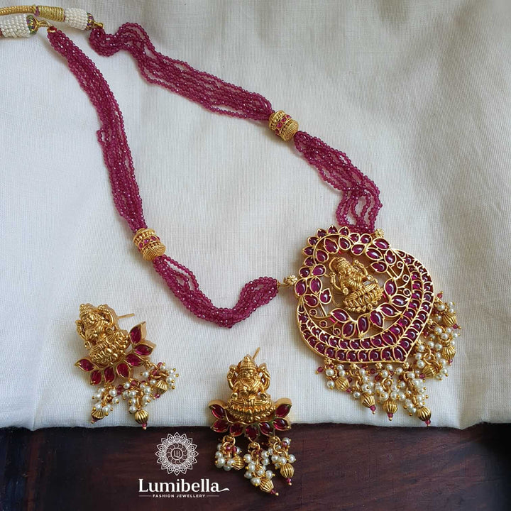 Ruby Crystal Nakshi Neckset