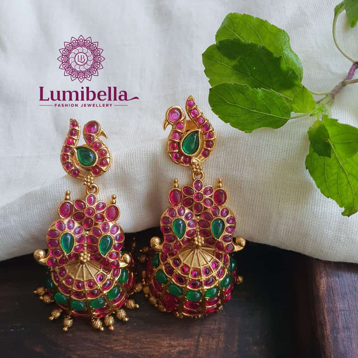 Peacock Multi Kempu Jhumkas