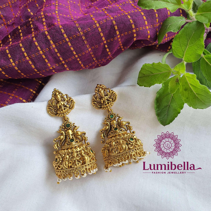 Green Stone Lakshmi Jhumka