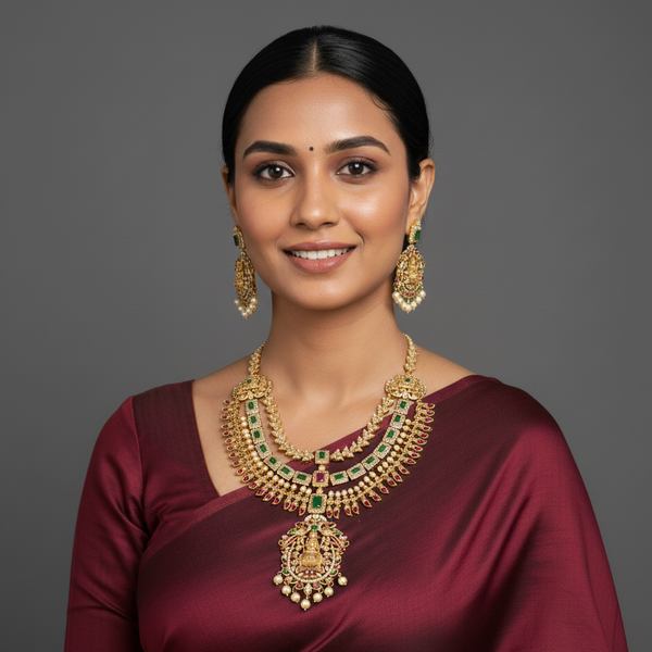 Woman wearing lumibella fashion temple jewelry.