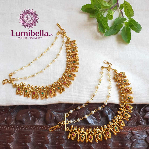 Mango Style Ear Chains With Pearl Work - LumibellaFashion