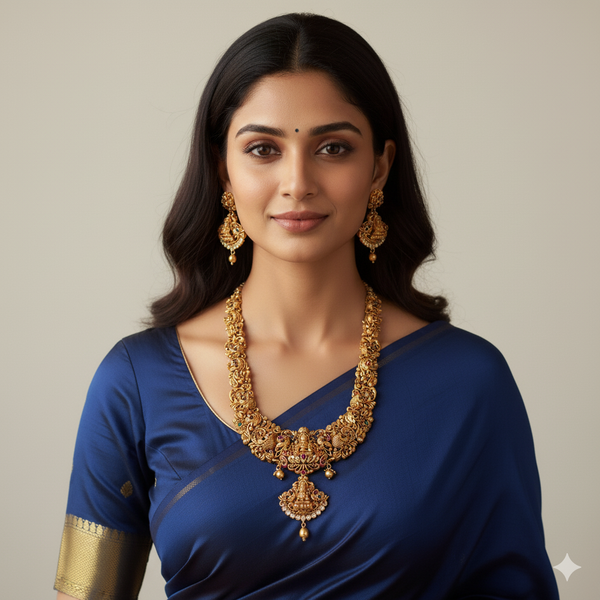 temple jewellery worn by ai model