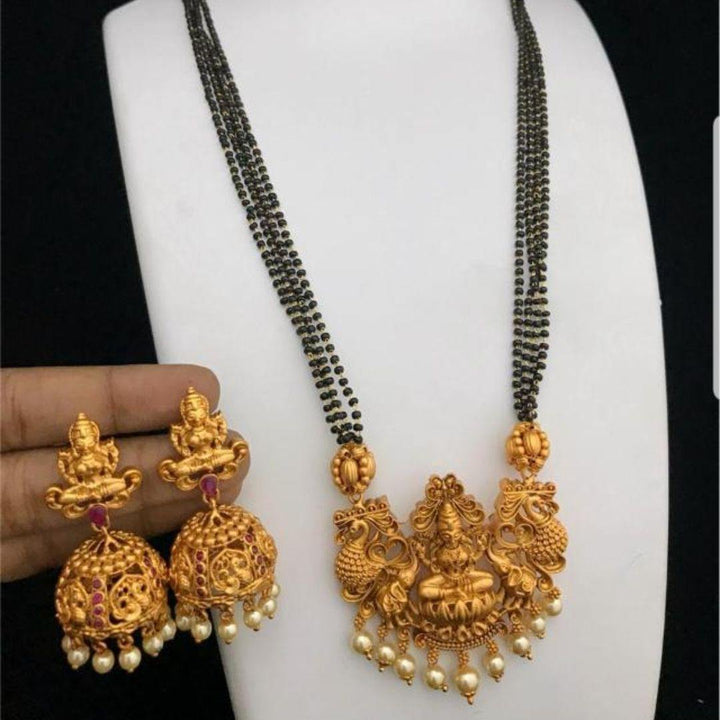 Matte Temple Style Mangalsuthra Neckset - LumibellaFashion