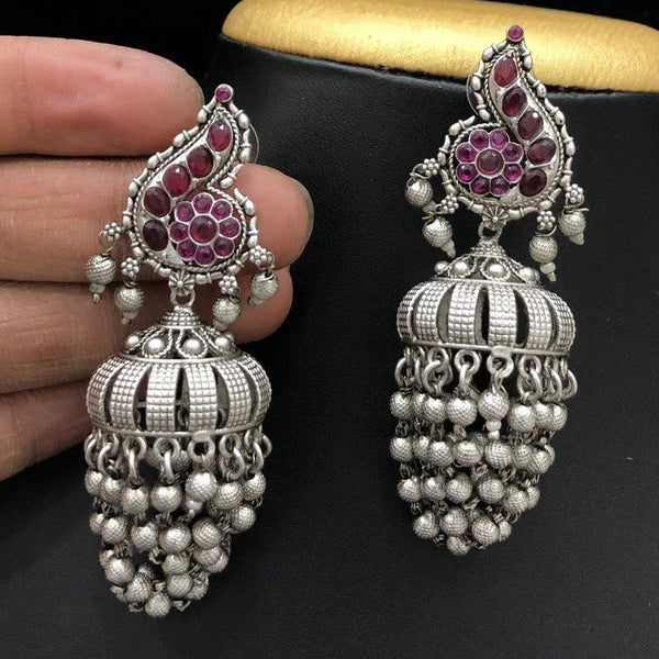 Matte Silver Jhumka Earrings - LumibellaFashion