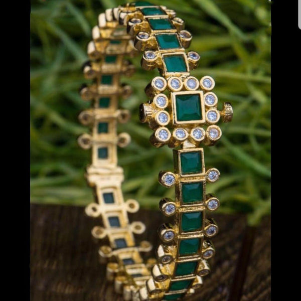 Green Color Square Style American Diamond Kada - LumibellaFashion