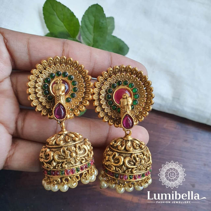 Peacock Antique Jhumkis