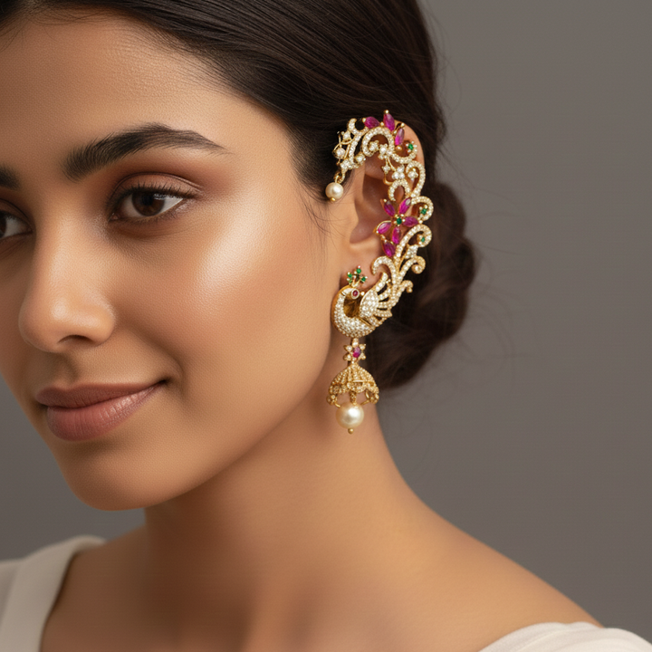 Peacock Bridal Earcuffs For Wedding
