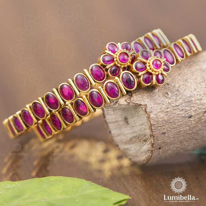 Quality Ruby Kempu Bangles 2*6