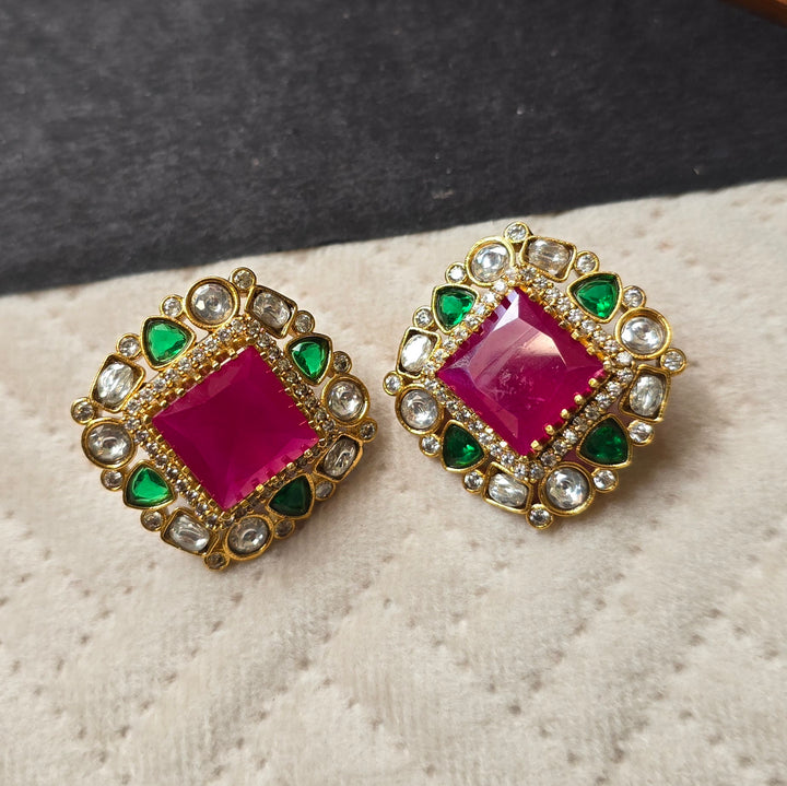 RED Square Stud Earrings