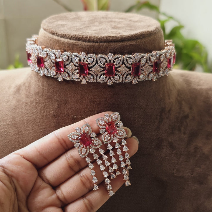 Red rose gold choker