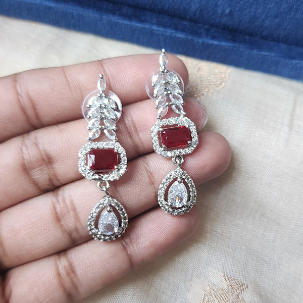 Red American Diamond Earrings